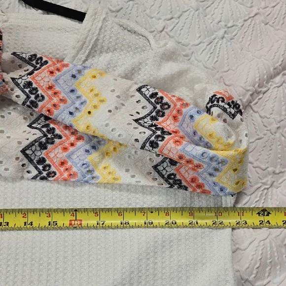 Love Riche White Long Sleeve Top with Multicolor Sleeves - Picture 4 of 6